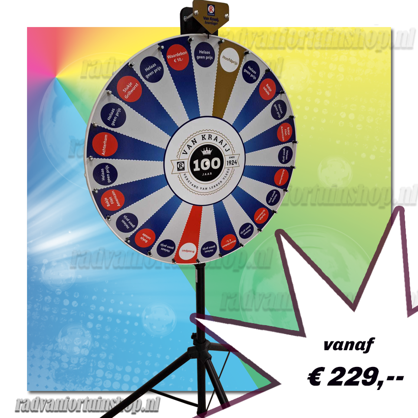 radvanfortuinshop.nl | Koop een rad van fortuin Basic met een diameter van 90 cm, standaard voorzien van een statief.  